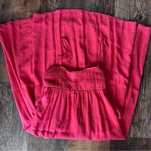 Abercrombie & Fitch Bright Pink Pleated Maxi Dress